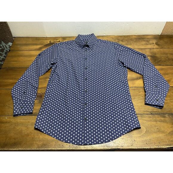 Mizzen + Main Medium Trim Leeward Blue Pink Floral Button Up Casual Preppy - Picture 1 of 12